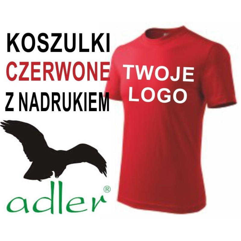 Koszulki z nadrukiem Adler 160 g czerwone