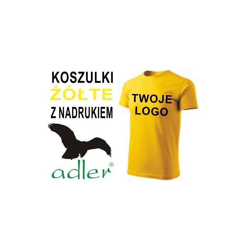 Koszulki z nadrukiem Adler 160 g żółte